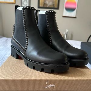 Authentic Christian Louboutin Out Lina Spike Red Sole Ankle Boots Size 8